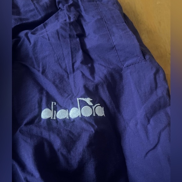 Diadora vintage nylon soccer pants, purple with drawstring and elastic waist, XL - Picture 2 of 6